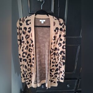 croft & barrow Leopard Print Open-Front Cardigan - Tan & Black